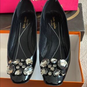 Kate Spade Black Crystal Embellished Flats